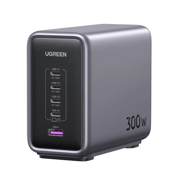 Мережевий зарядний пристрій Ugreen CD333 300W 4xUSB-C/1xA Gey